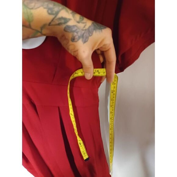 Theory of style Red V Neck Midi Dress Formal 8 - Picture 3 of 4